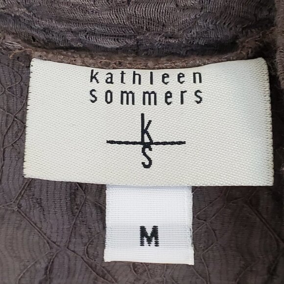 Kathleen Sommers Sz M Long Cardigan Sweater Top Slouchy Lagenlook Textured Taupe - Picture 4 of 6